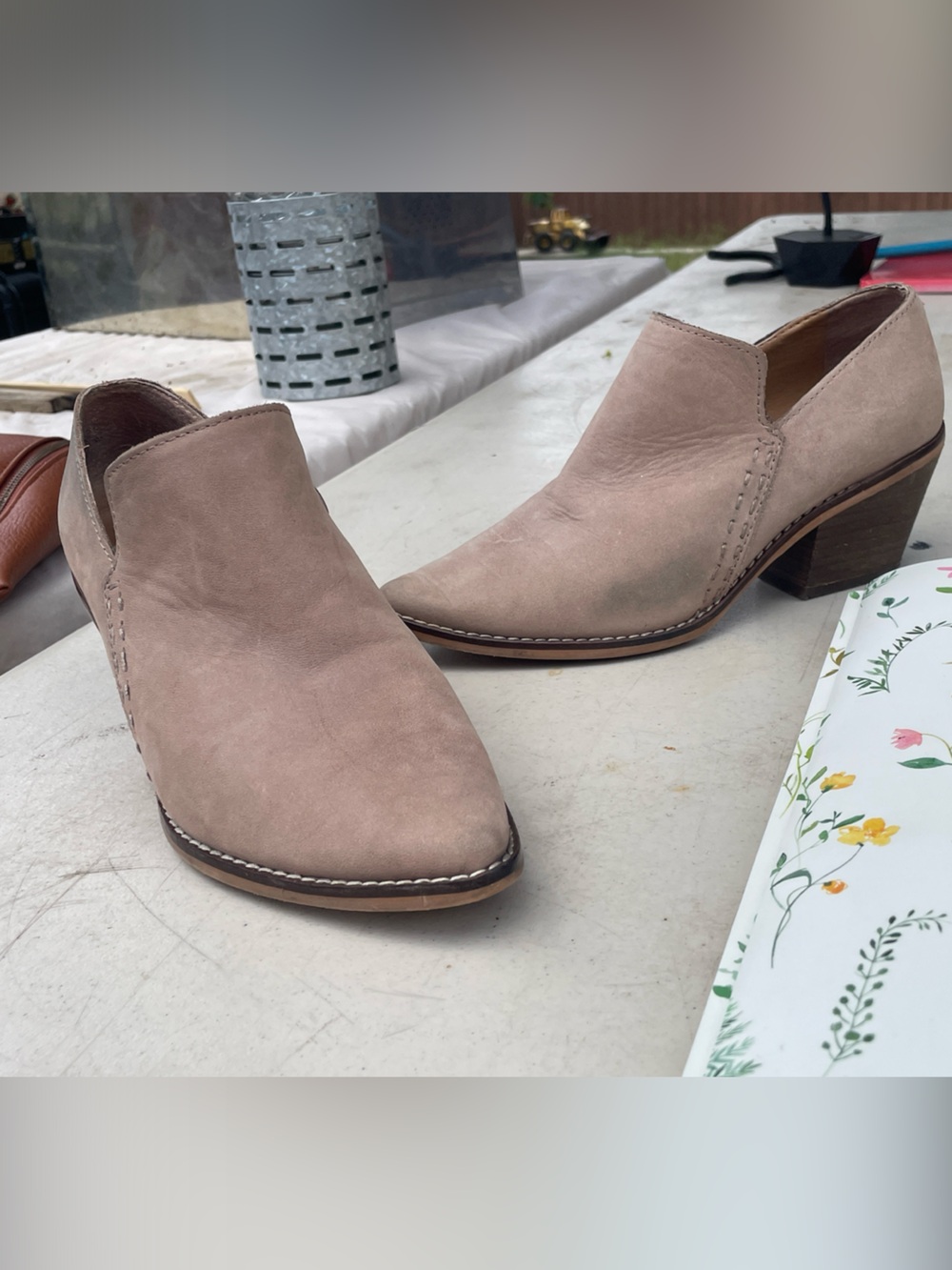 Lucky Brand Taupe Suede Ankle Booties